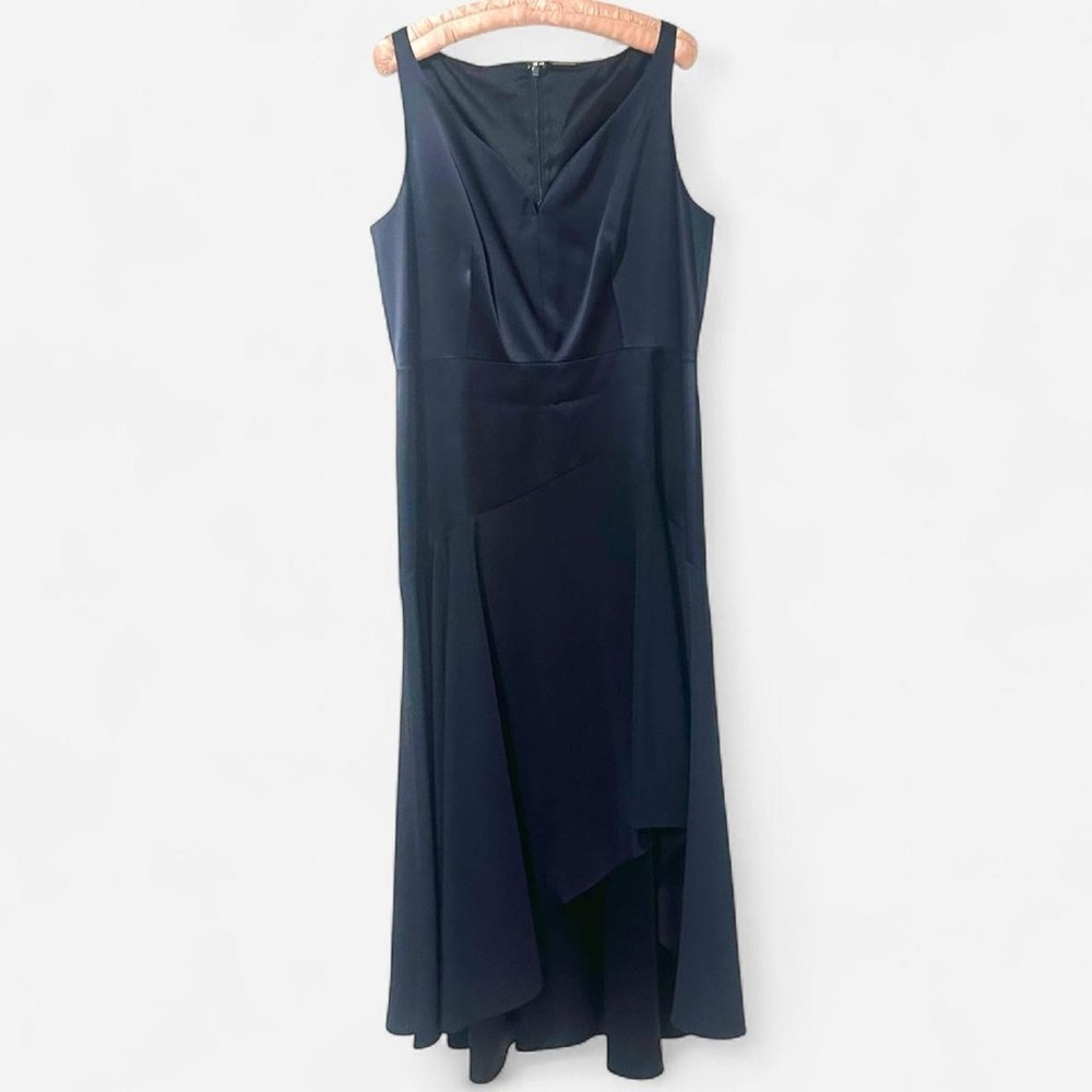 Elie Tahari Midnight Blue Asymmetrical Evening Dress 14 EUC